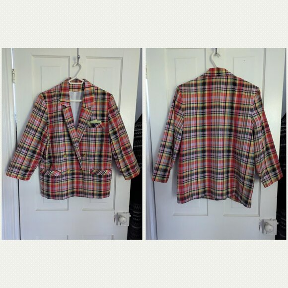 Vintage Colourful Plaid Blazer - 1980's style - Picture 5 of 6
